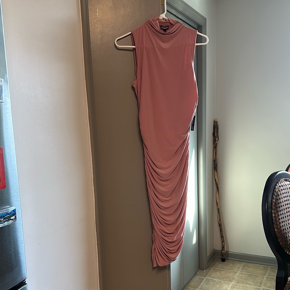 Express Pink One Shoulder Ruched Cocktail Dress